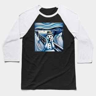 Frosty Frenzy: The Snowman’s Scream Baseball T-Shirt